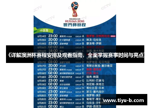 《详解澳洲杯赛程安排及观看指南,全面掌握赛事时间与亮点》 《详解澳洲杯赛程安排及观看指南,全面掌握赛事时间与亮点》